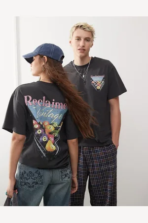 Reclaimed Unisex - oversized T-shirt med snookerprint på ryggen