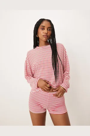 ASOS Langærmet T-shirt med røde/hvide striber - Del af sæt