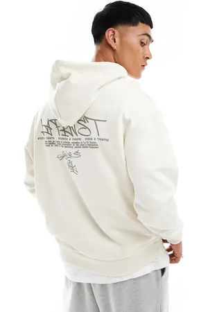 ASOS Oversized og beige hættetrøje med grafitti-print-Neutral
