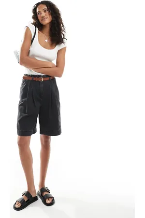 ASOS Sorte bermuda-shorts i denim med bælte