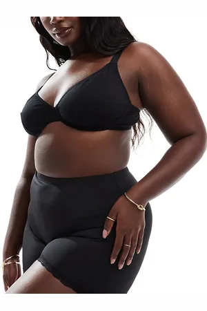 ASOS ASOS DESIGN Curve - Tia - Sorte shorts i superblødt mikrofiberstof med blondedetaljer