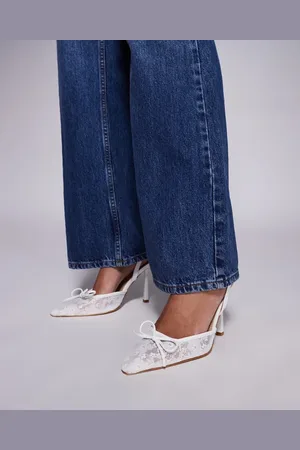 Simmi London SIMMI London - Bebee - Hvide pumps med sløjfedetaljer og åben bagside