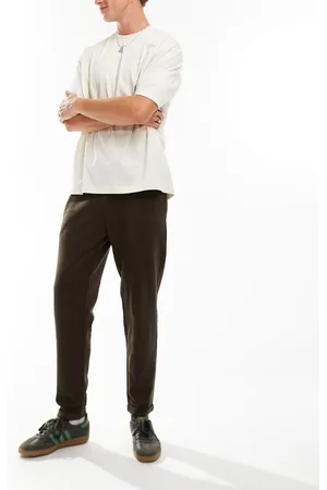JACK & JONES Smalle brune bukser i ren jersey med løbesnor