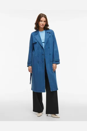 VILA Mellemblå trenchcoat i denim