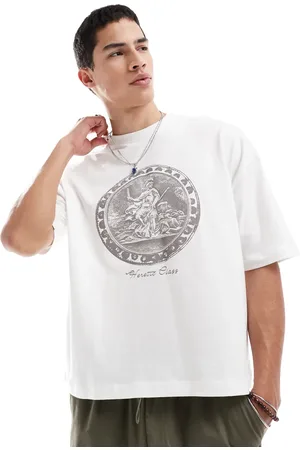 ASOS Hvid oversized T-shirt med møntprint foran i firkantet pasform