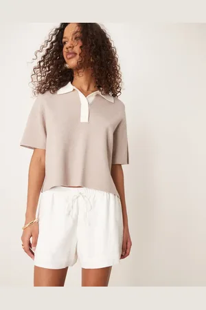 Abercrombie & Fitch Hvide shorts i hørblanding
