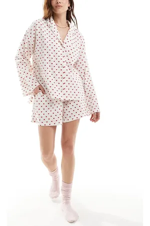 Lindex Pyjamastop med hjerteprint i bæk-og-bølge-stof