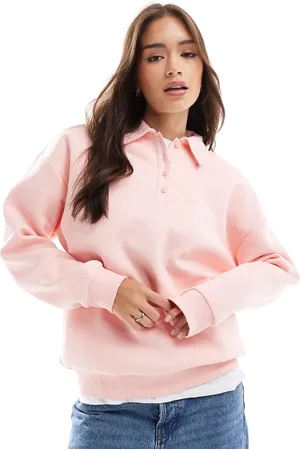 ASOS Babylyserød sweatshirt med Henley-detalje