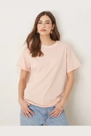 ASOS Vasket rosa løstsiddende T-shirt med rå sømkanter i regular fit-Lyserød