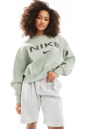 Nike Kakigrøn sweatshirt med retro logo