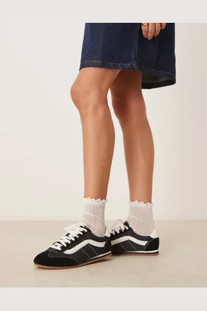 Vans Super Lowpro - Sorte sneakers i ruskind