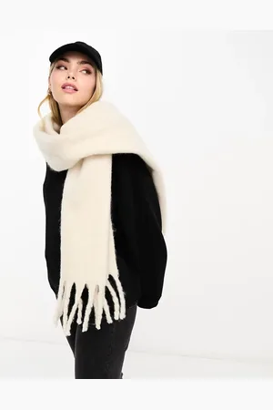 VERO MODA Cremefarvet tørklæde i bouclé-Hvid
