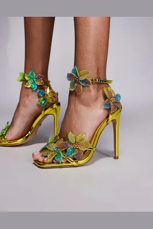 AZALEA WANG Multifarvede sandaler med hæl og udsmykket blomsterdesign