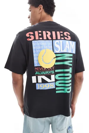 Bershka Grå T-shirt med vintage-inspireret sportsprint
