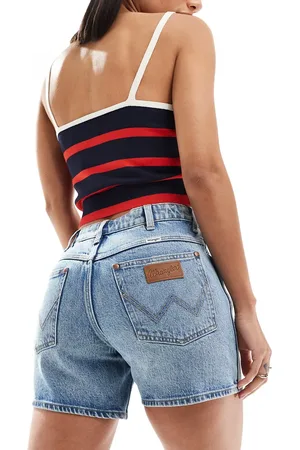 Wrangler Boyfriend-denimshorts i mellemvask i lige pasform-Blå