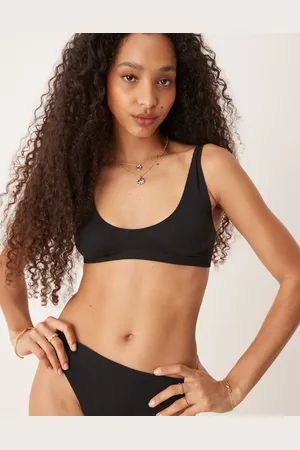 ASOS Ribstrikket croptop med dyb rund hals-Ingen farve