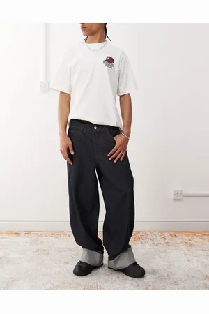 COLLUSION Baggy jeans med opsmøgede ben og rinse-vask-Blå