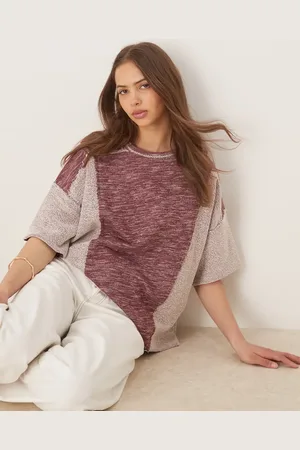 ASOS Oversized let sweatshirt med forskellige teksturer i firkantet pasform-Rød