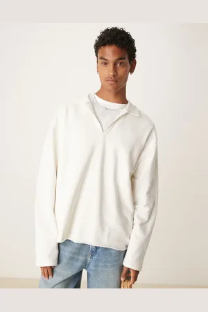 ASOS Oversized hvid poloskjorte med rå kant