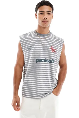 ASOS Oversized tanktop med print på og hvide striber i firkantet pasform