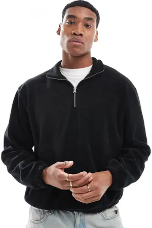 ASOS Og oversized firkantet sweatshirt i fleece med kvart lynlås og elastisk kant forneden