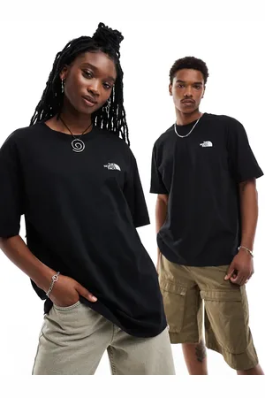 The North Face Oversized T-shirt med tegnet bjergprint på ryggen i