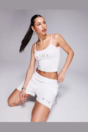 Kaiia Cami-croptop med kontrastkanter og broderet regnbuelogo - Del af sæt