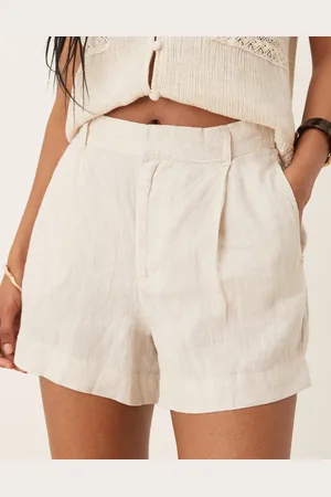 Gina Tricot Skræddersyede shorts i hør-Neutral
