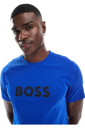 HUGO BOSS BOSS - Blå T-shirt med logo på brystet