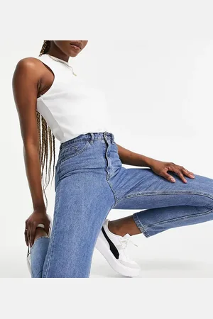 Missguided Riot - ensfarvede højtaljede stive mom-jeans