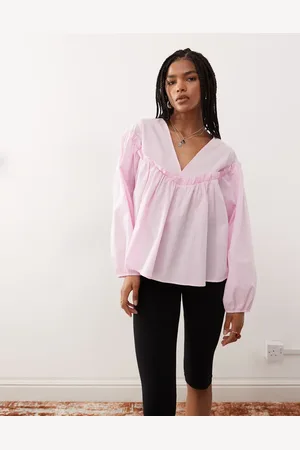 Reclaimed Smock-top med flæsepanel