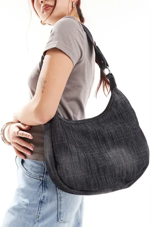 Glamorous Og halvmåneformet skulder-tote i forvasket denim