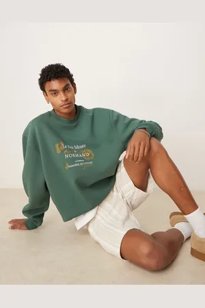 ASOS Oversized grøn sweatshirt med broderinger og print