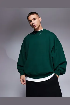 ASOS Premium - Mørkegrøn og ekstremt oversized sweatshirt i kraftigt stof på 400 gsm