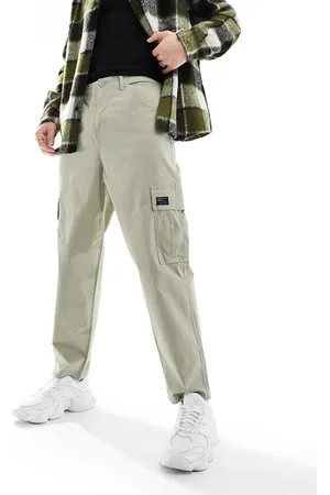 ASOS Oversized og tapered cargobukser med logomærke-Neutral