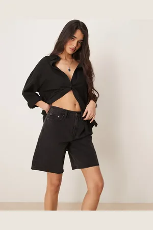 Abercrombie & Fitch Classic - Sorte bermudashorts med mellemhøj talje