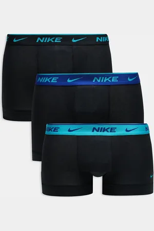 Nike Dri-FIT Essentials Microfibre - Pakke med 3 par sorte boksershorts med blåt logotaljebånd