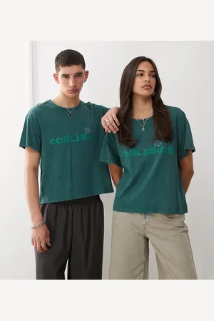 COLLUSION Unisex - Vasket T-shirt i firkantet pasform