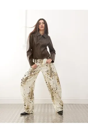 Lioness Råhvide jeans med hestesko-form, barrel-ben og -print-Multifarvet