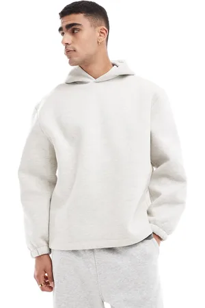 ASOS Gråmeleret oversized hættetrøje med fastgjort kant i scuba-stof-Hvid