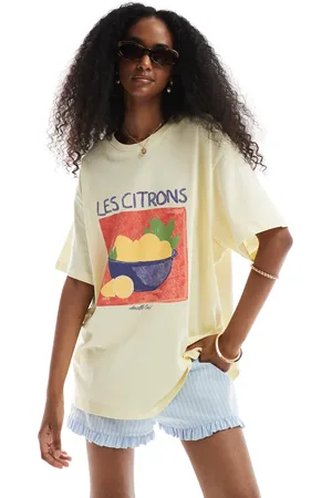 VERO MODA Og oversized T-shirt i boyfriend fit med "Les Citrons"-grafik