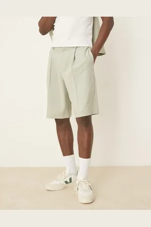 ASOS Salviegrønne habitshorts med brede ben og hørlook