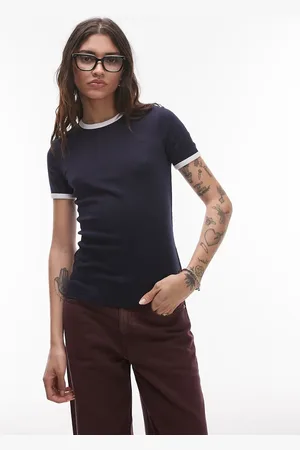 ARKET Ribstrikket T-shirt i jersey med kontrastkanter