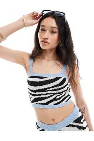 ASOS Strikket cropped cami-top med zebraprint-Multifarvet