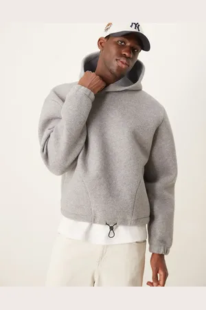 ASOS Gråmelerede premium oversized hættetrøje i scubafilt med firkantet snit