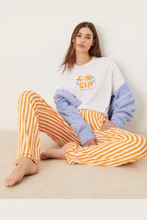 Urban Threads Bukser med orange stribet print - Del af sæt
