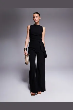 Vesper Jumpsuit med draperede sider og vide ben i bengalin