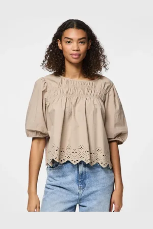Pieces® Kortærmet beige top-Neutral