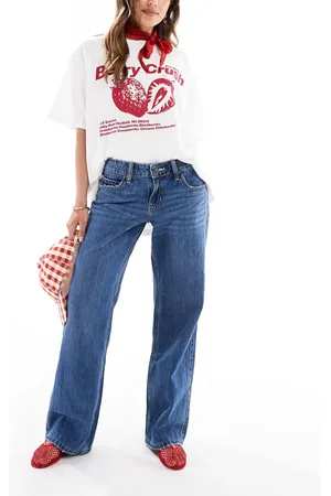 Hollister Baggy og mørkeblå jeans med lav talje