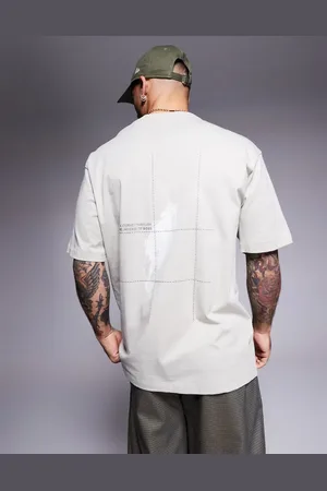 HUGO BOSS T-shirt med print på ryggen i afslappet pasform-Neutral
